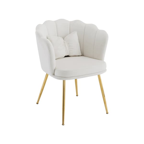 4 samettituolin sarja - terälehden muotoisella selkänojalla - kultaiset metallijalat - beige