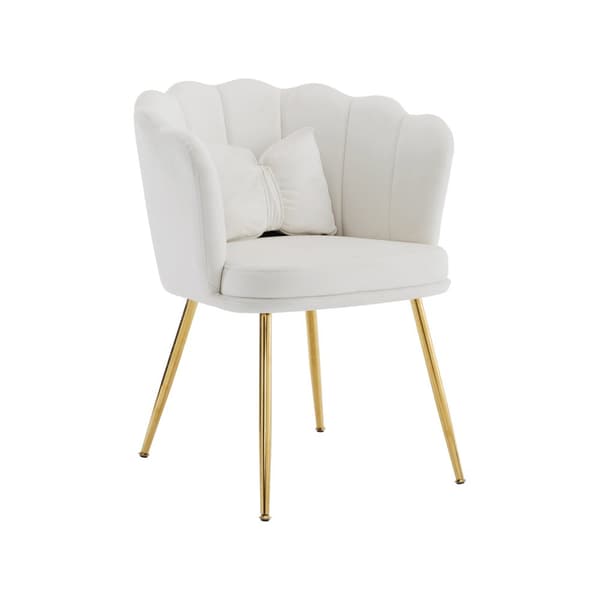 4 samettituolin sarja - terälehden muotoisella selkänojalla - kultaiset metallijalat - beige