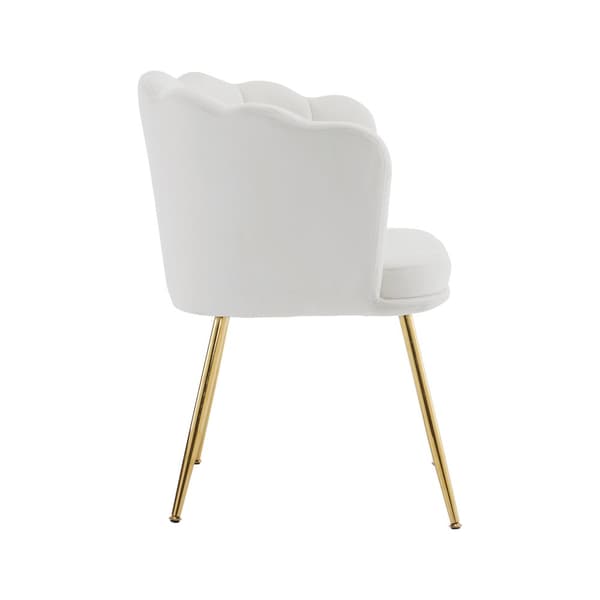 4 samettituolin sarja - terälehden muotoisella selkänojalla - kultaiset metallijalat - beige
