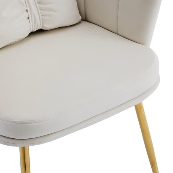 6 samettituolin sarja - terälehden muotoisella selkänojalla - kultaiset metallijalat - beige