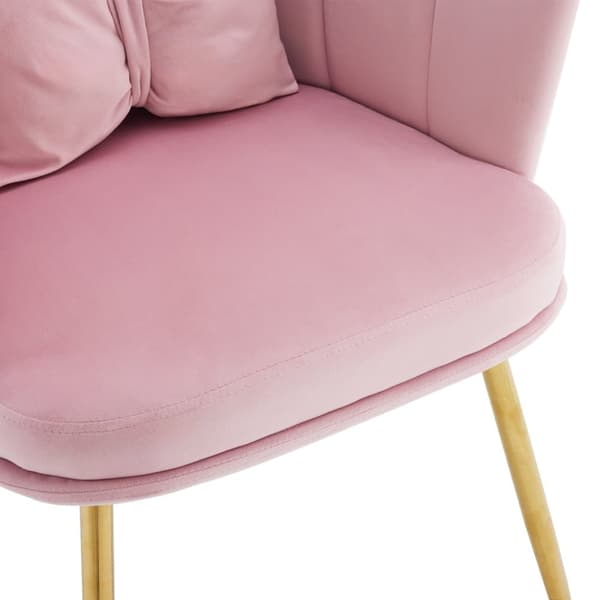 Set med 2 sammetsstolar - med kronbladformat ryggstöd - gyllene metallben - rosa