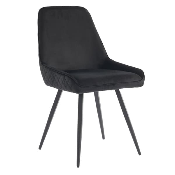 Sæt med 6 stole i blødt velour - med metalben - Sort