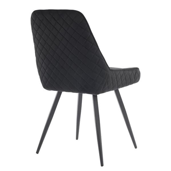 Sæt med 6 stole i blødt velour - med metalben - Sort
