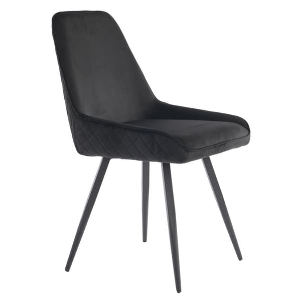 Sæt med 6 stole i blødt velour - med metalben - Sort