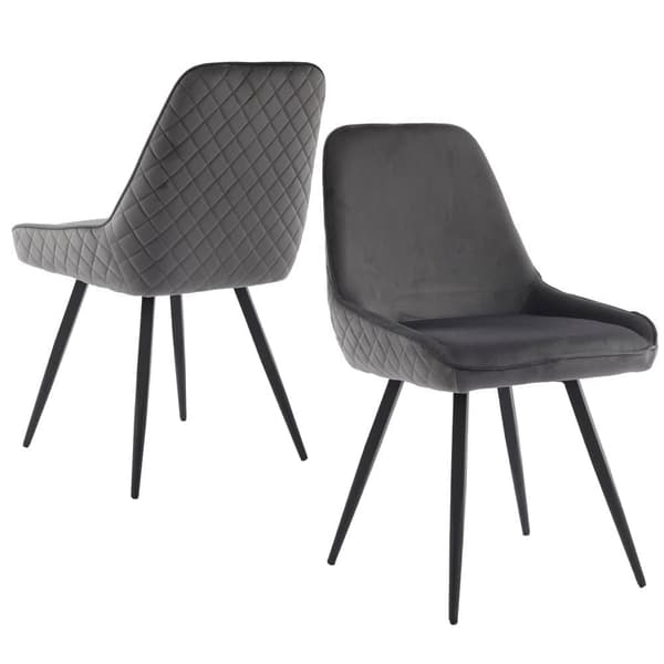 Sæt med 2 stole i blødt velour - med metalben - grå