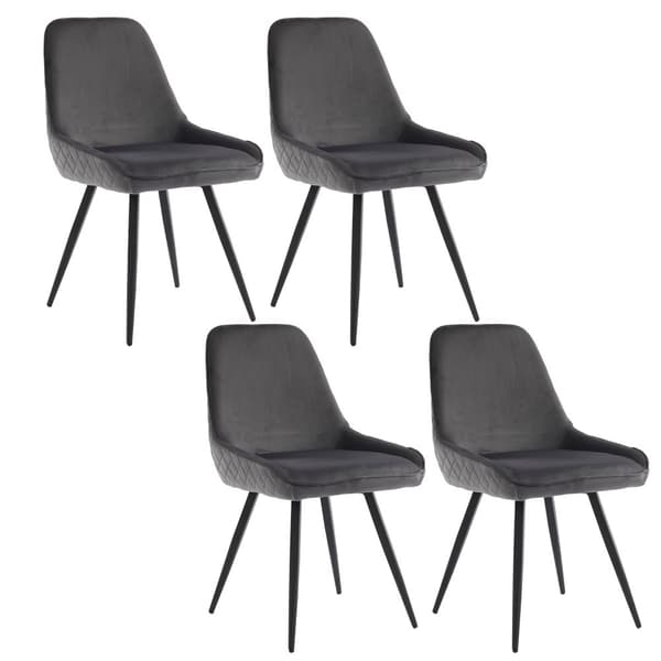 4 tuolin setti pehmeää samettia - metallijaloilla - harmaa