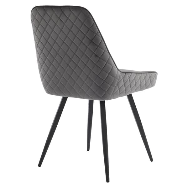 Sæt med 6 stole i blødt velour - med metalben - grå