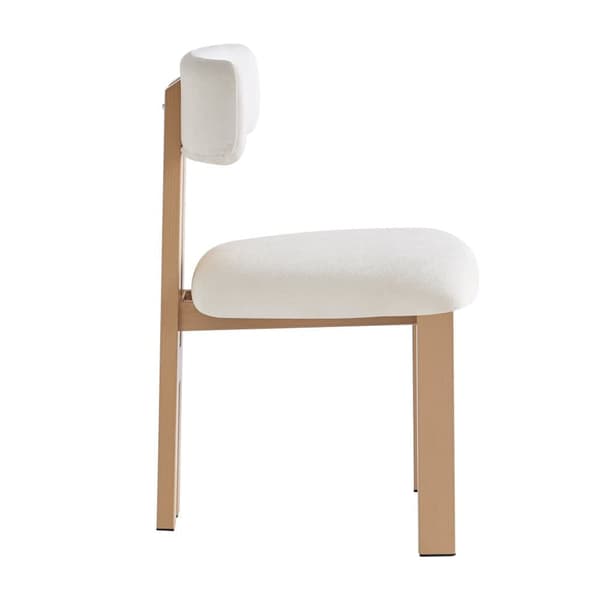 Set med 2 stolar - Sits- och ryggkuddar i ull - Metallfötter med träeffekt - Vit+naturell