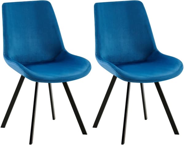 CLP Set med 2 matstolar Lewes velvet mörkblå