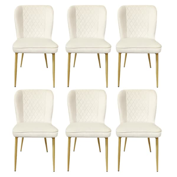 6 pehmustetun samettituolin sarja - metallirakenne - beige