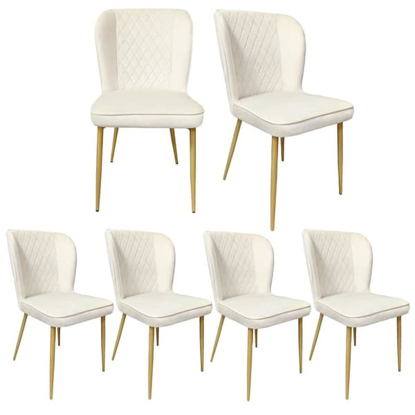 6 pehmustetun samettituolin sarja - metallirakenne - beige