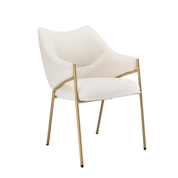 1 matstol med armstöd - Sherpa-tyg - modern stil - Beige