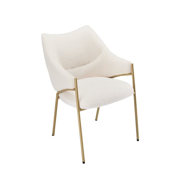 1 matstol med armstöd - Sherpa-tyg - modern stil - Beige