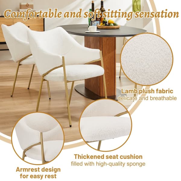 1 matstol med armstöd - Sherpa-tyg - modern stil - Beige