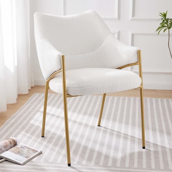 1 matstol med armstöd - Sherpa-tyg - modern stil - Beige