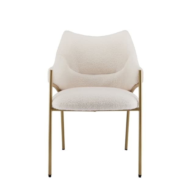 6 ruokapöydän tuolisarja käsinojilla - Sherpa-kangas - moderni tyyli - beige