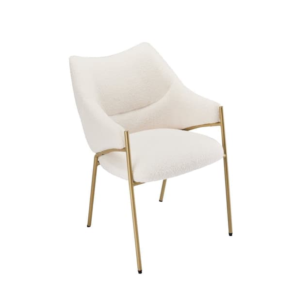6 ruokapöydän tuolisarja käsinojilla - Sherpa-kangas - moderni tyyli - beige