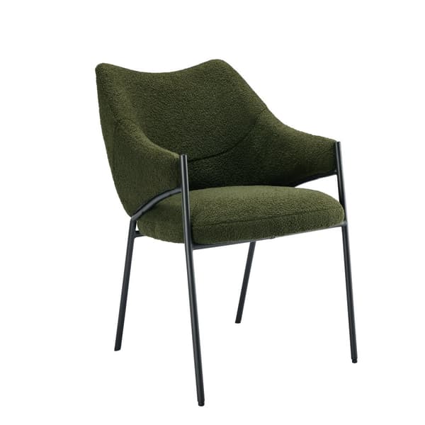 Sæt med 4 spisebordsstole med armlæn - Sherpa stof - moderne stil - grøn
