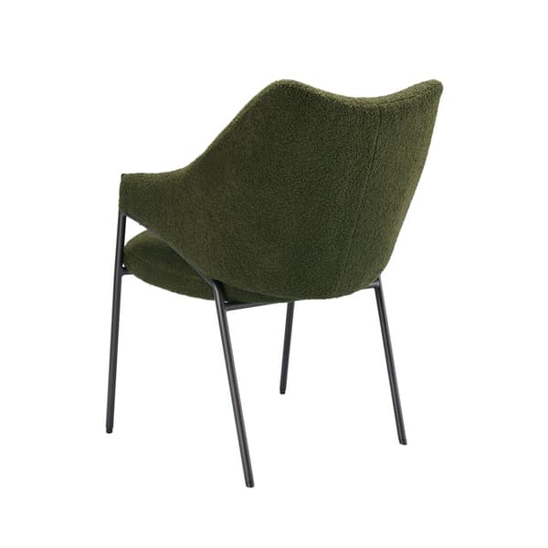Sæt med 6 spisebordsstole med armlæn - Sherpa stof - moderne stil - grøn