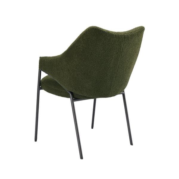 Sæt med 6 spisebordsstole med armlæn - Sherpa stof - moderne stil - grøn