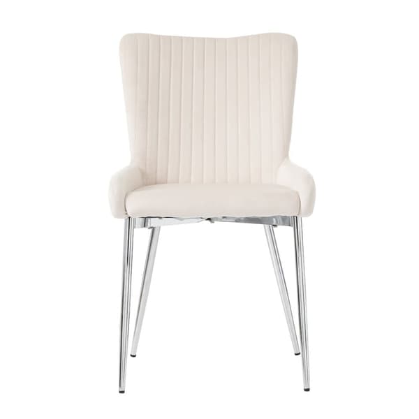 Set med 2 sammetstolar - med silverfärgade metallben - Beige
