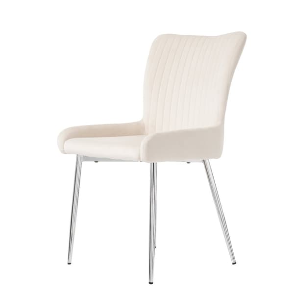 Set med 2 sammetstolar - med silverfärgade metallben - Beige