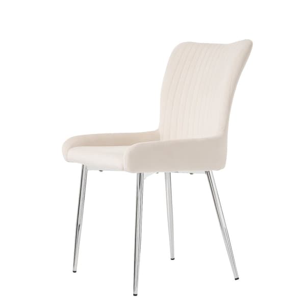 Set med 2 sammetstolar - med silverfärgade metallben - Beige