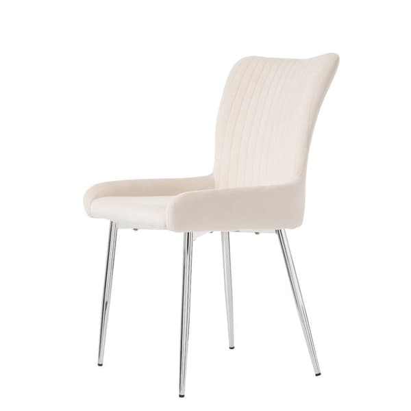 Set med 2 sammetstolar - med silverfärgade metallben - Beige