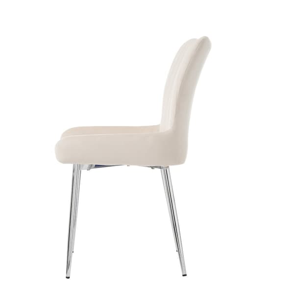 Set med 2 sammetstolar - med silverfärgade metallben - Beige