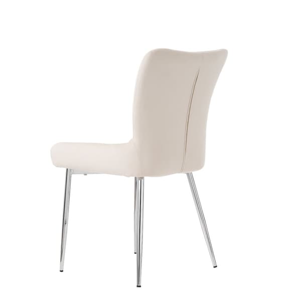 Set med 2 sammetstolar - med silverfärgade metallben - Beige