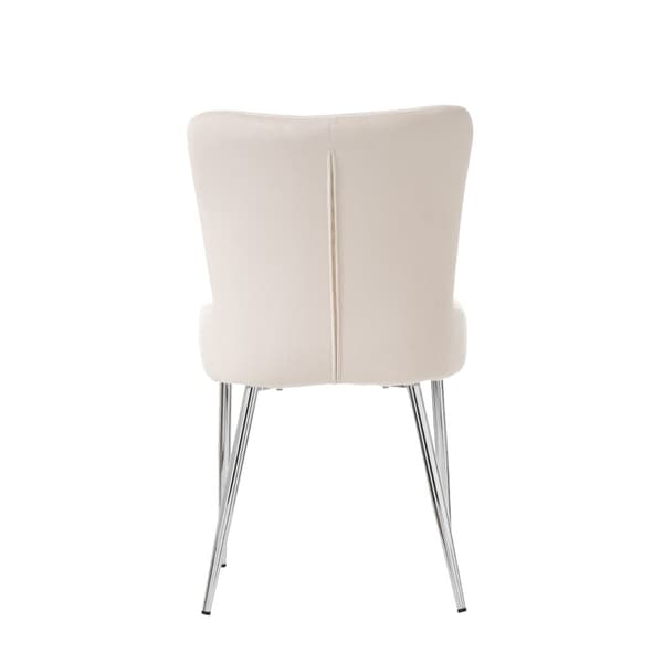 Set med 2 sammetstolar - med silverfärgade metallben - Beige