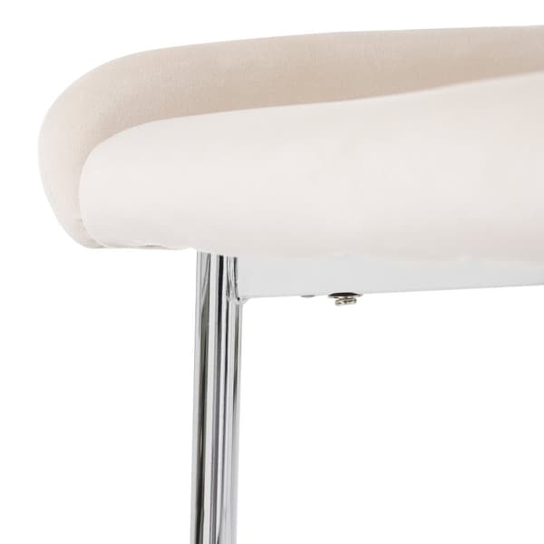 Sæt med 6 fløjlsstole - med sølvfarvede metalben - Beige