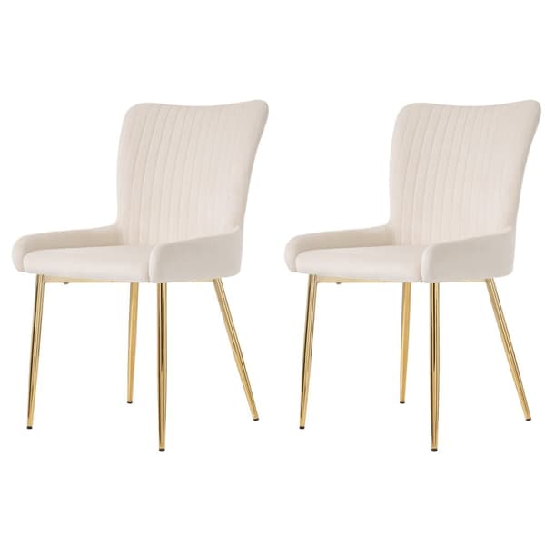 2 samettituolin sarja - kultaisilla metallijaloilla - beige