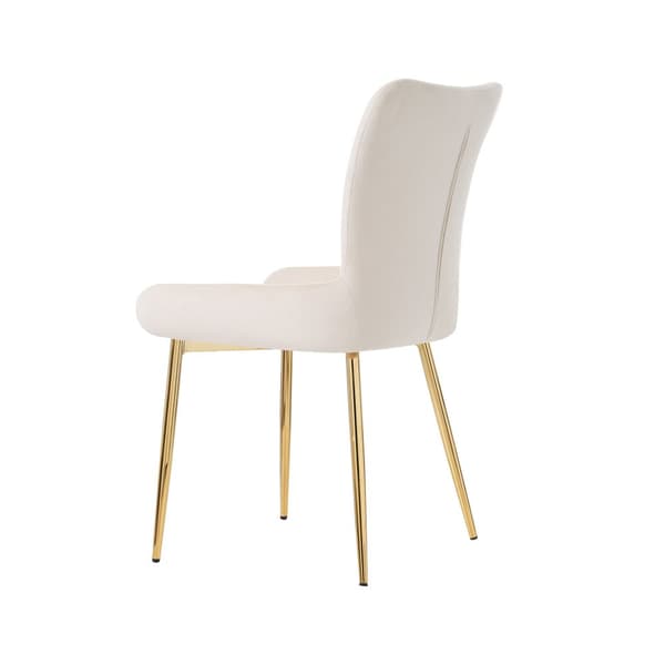 Sæt med 4 fløjlsstole - med gyldne metalben - Beige