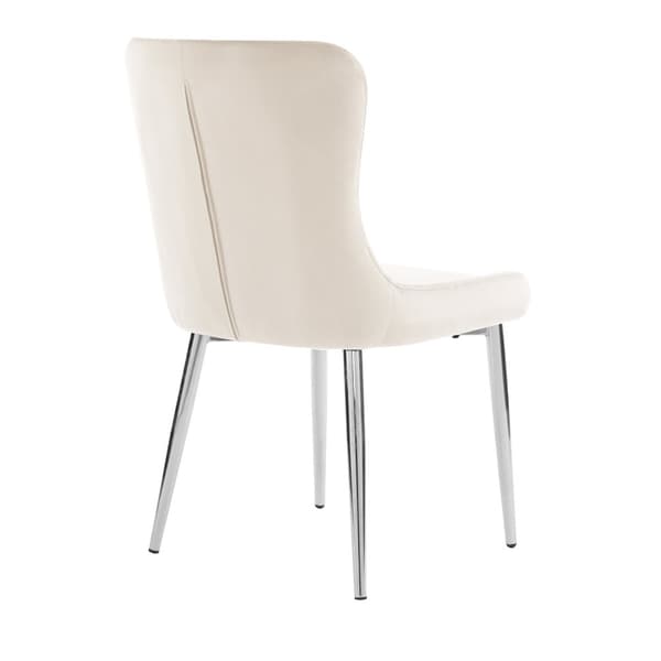 Sæt med 4 fløjlsstole med sølvfarvede jernben - Beige