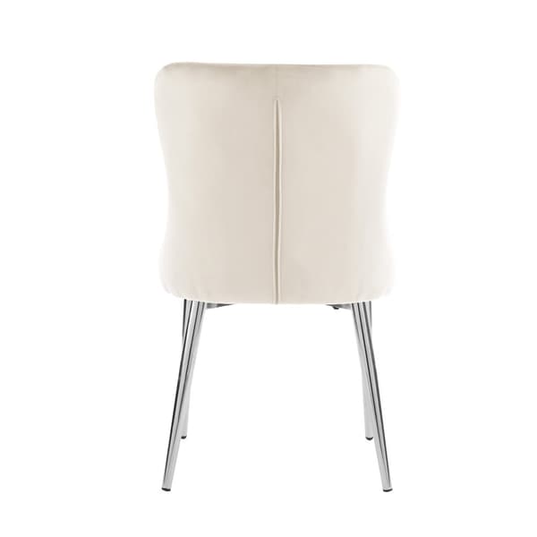 Sæt med 4 fløjlsstole med sølvfarvede jernben - Beige