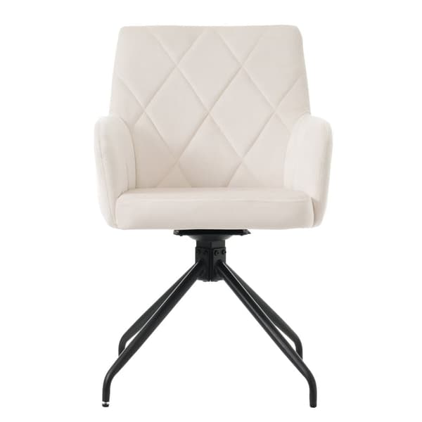 Sæt med 2 360° drejestole - Fløjlsstof - Ryglæn med diamantmønster - Beige