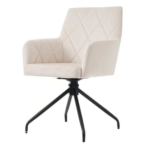 Sæt med 2 360° drejestole - Fløjlsstof - Ryglæn med diamantmønster - Beige