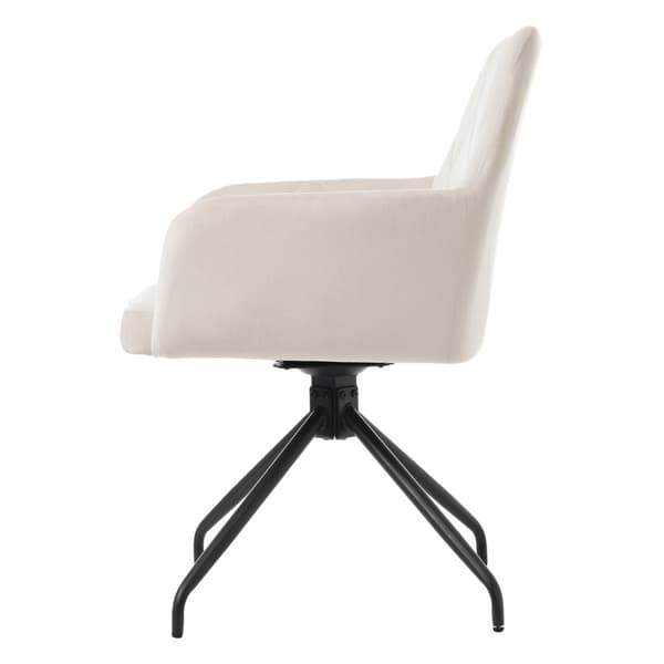 Sæt med 2 360° drejestole - Fløjlsstof - Ryglæn med diamantmønster - Beige