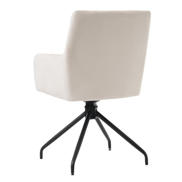 Sæt med 2 360° drejestole - Fløjlsstof - Ryglæn med diamantmønster - Beige