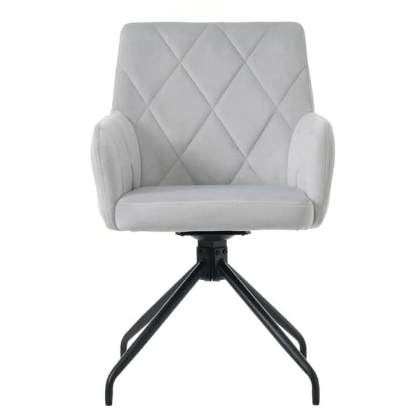 Sæt med 2 360° drejestole - Velour stof - Diamant ryglæn - Grå