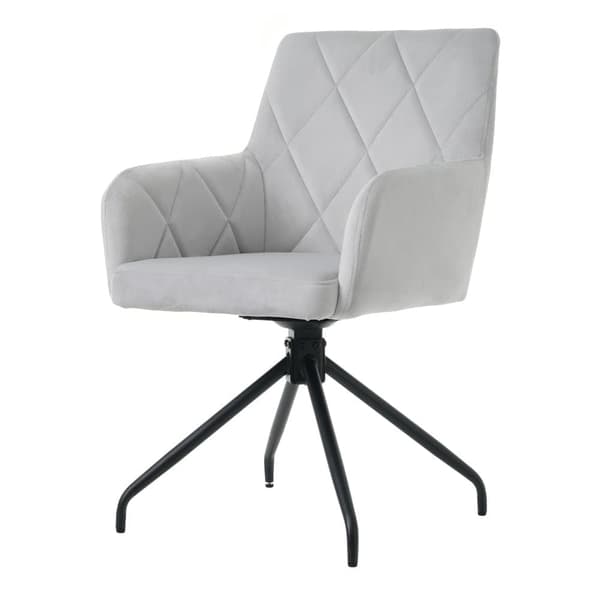 Sæt med 2 360° drejestole - Velour stof - Diamant ryglæn - Grå