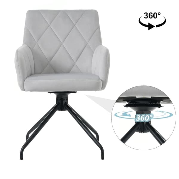Sæt med 2 360° drejestole - Velour stof - Diamant ryglæn - Grå