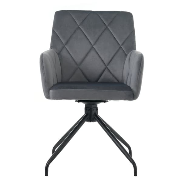 Set med 2 360° vridbara stolar - Sammetstyg - Ryggstöd med diamantmönster - Svart