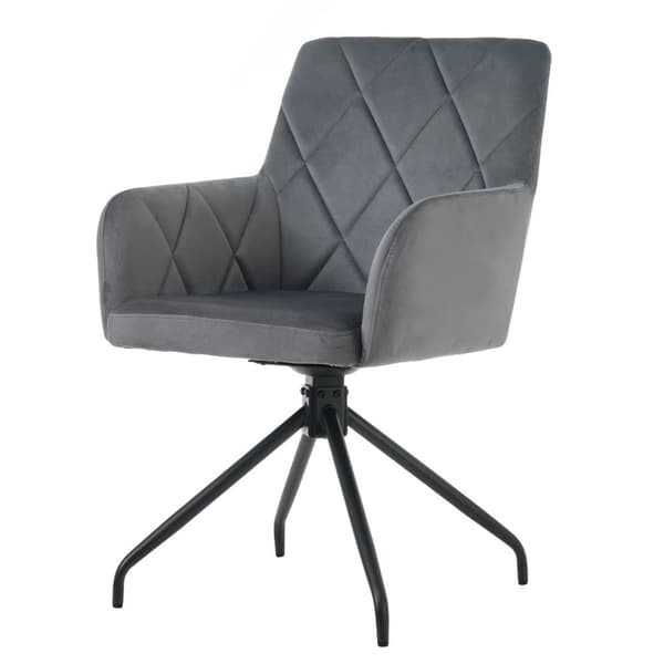 Set med 2 360° vridbara stolar - Sammetstyg - Ryggstöd med diamantmönster - Svart