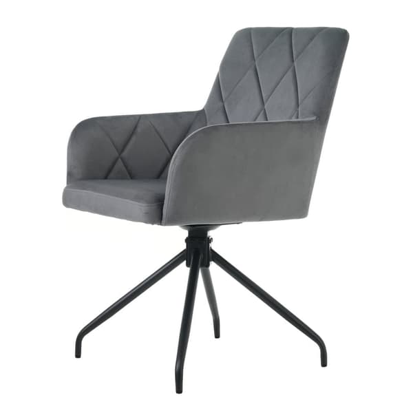 Set med 2 360° vridbara stolar - Sammetstyg - Ryggstöd med diamantmönster - Svart