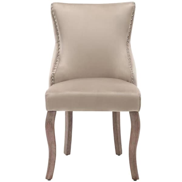 Sæt med 2 fløjlsgondolstole - Ben i massivt træ - Beige