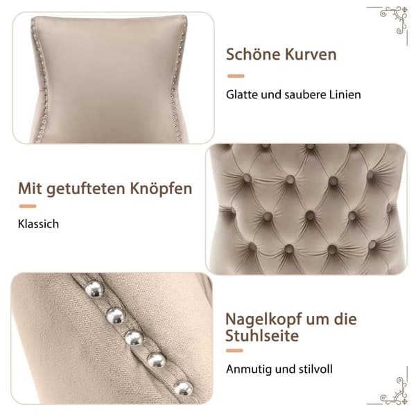 Sæt med 2 fløjlsgondolstole - Ben i massivt træ - Beige
