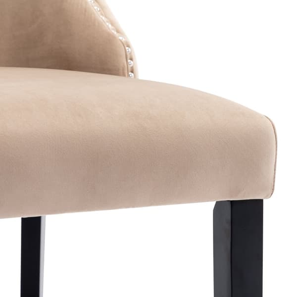 Sæt med 2 fløjlsgondolstole - Ben i massivt træ - Beige