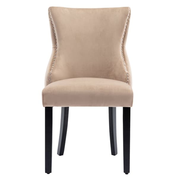 6 samettisen gondolituolin setti - Massiivipuiset jalat - Beige